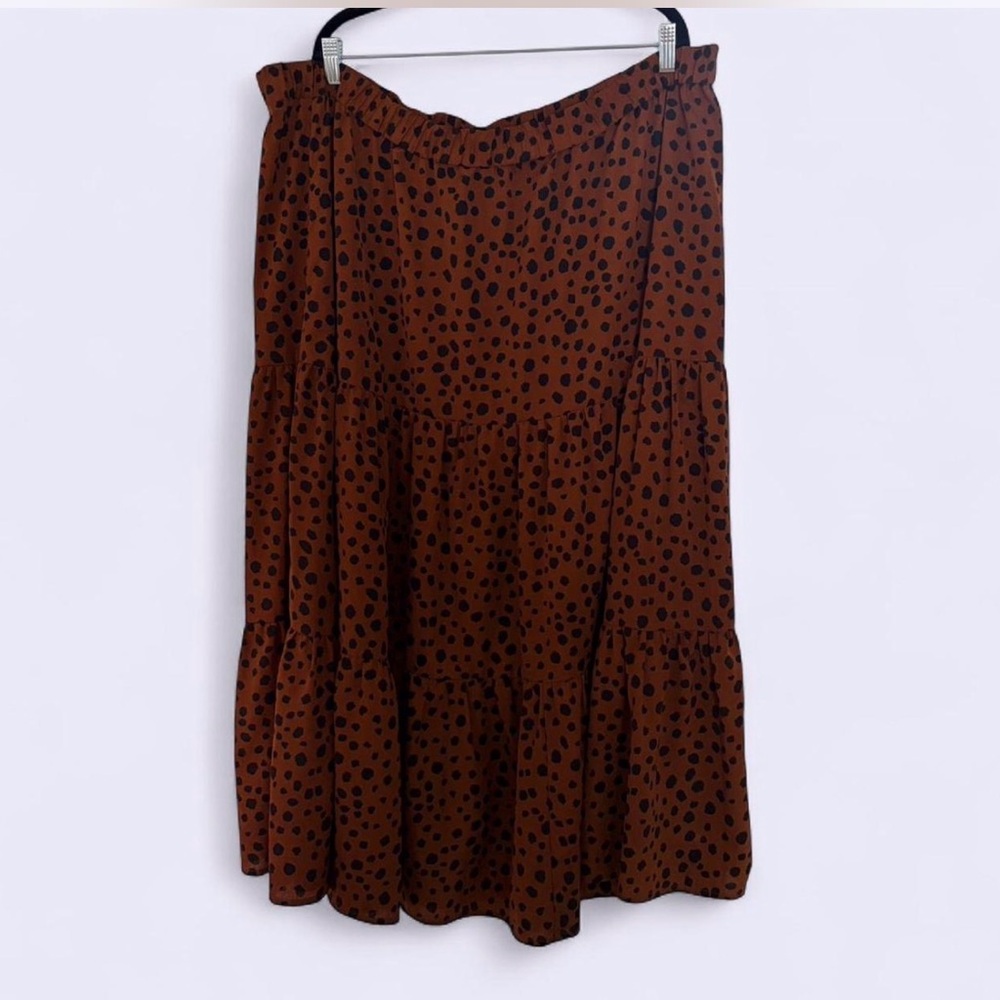 SHEIN Brown and Black Polka Dot Maxi Skirt